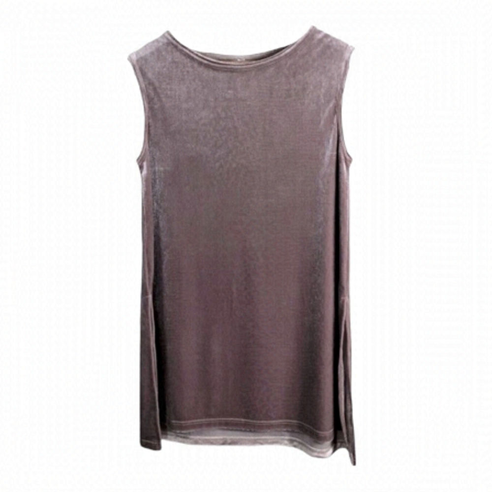 Gilmour Beige Champagne Velour Sleeveless Top Small